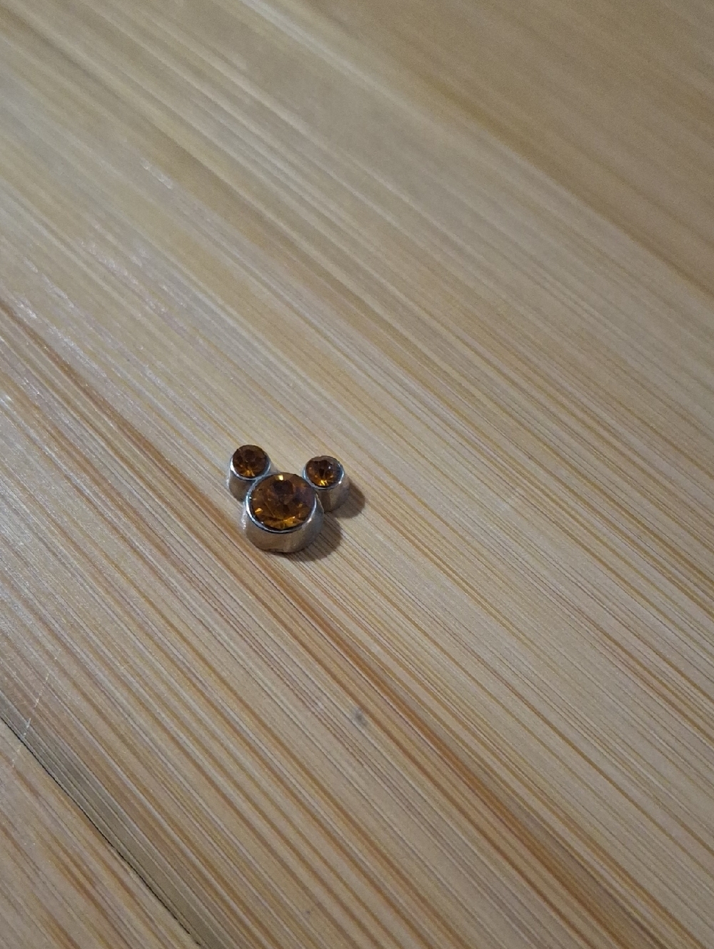 Mickey-style Floating locket charm - November birthstone topaz
